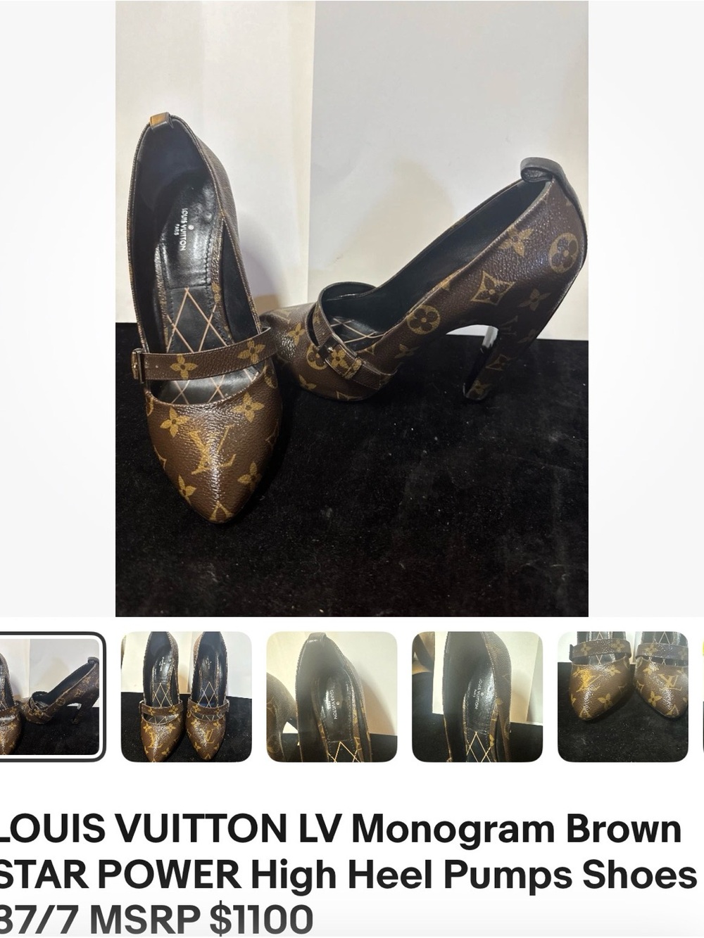 Louis Vuitton Brown Monogram Mary Jane High Heel Pumps